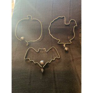 Set Of 3 Holiday Cookie Cutters - Pumpkin Turkey Bat Shapes - Stainless Steel Wi
